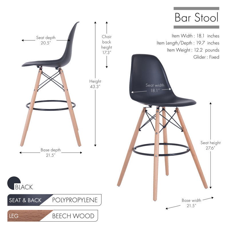 Tabouret de bar 27,6 po Azanae, Noir
