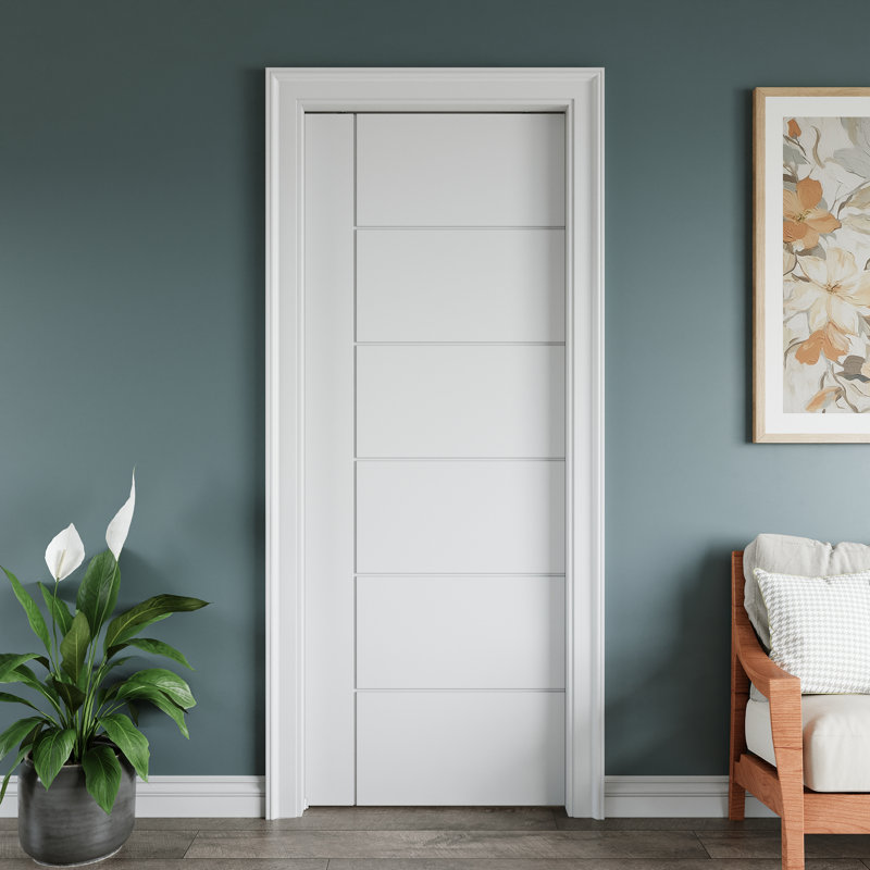 Interior Sliding Pocket Door Morden Morden Flat Panelled Sliding Door Solid Core With Soft Close / JAMB, 28" x 80"