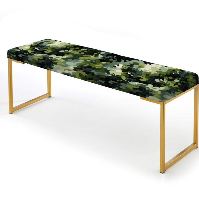 Lush Camouflage Jungle - Camouflage Upholstered Gold Bench