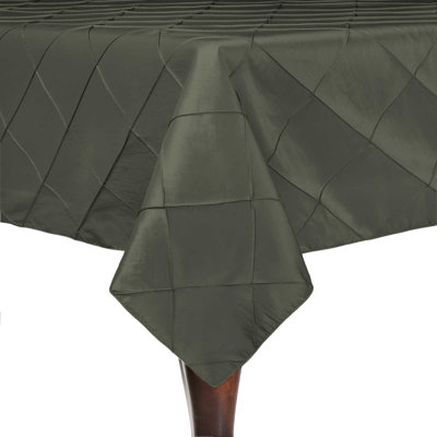 Everly Quinn Embroidered Pintuck Taffeta Tablecloth Aspen Mist