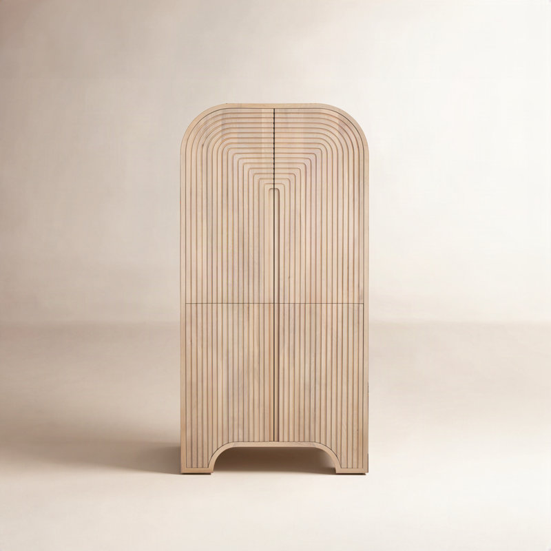 Kathy Shillington Reverse Fluted Light Brown Wood Curio Cabinet