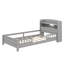 Lit plateforme simple en bois avec éclairage à DEL intégré, tête de lit avec rangement et garde-corps-1613266967