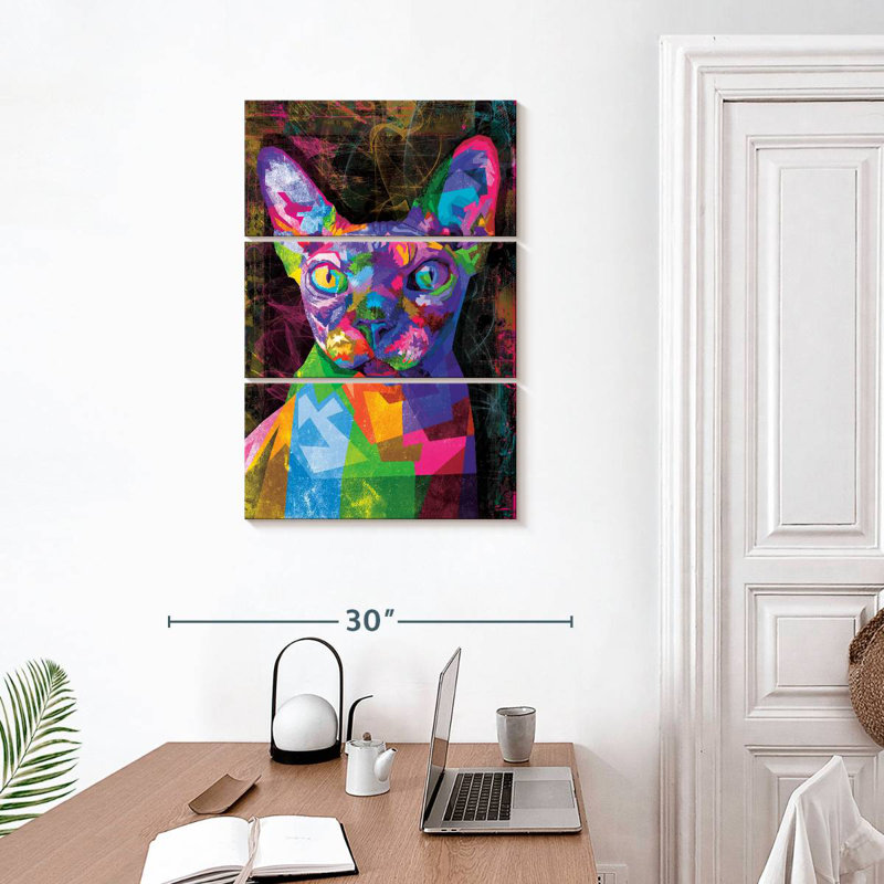 Brampt Sphynx Cat Multicolored Abstract, 32" H x 20" W