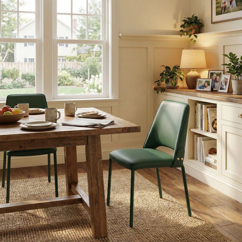 PU Leather Armless Dining Chair, Green