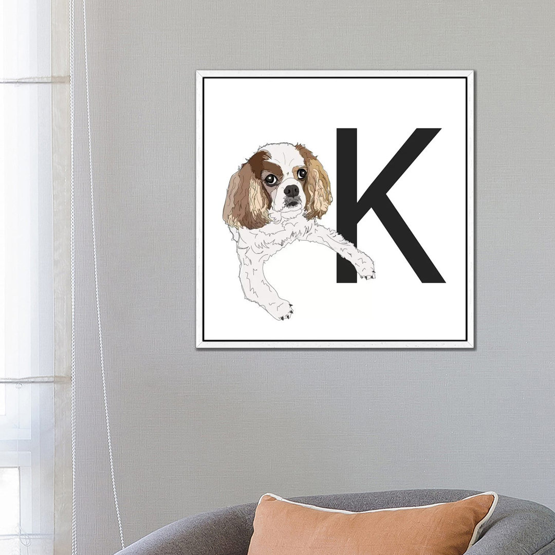 K Is For King Charles Cavalier von Sketch And Paws - Gallery-Wrapped Canvas Giclée on Canvas