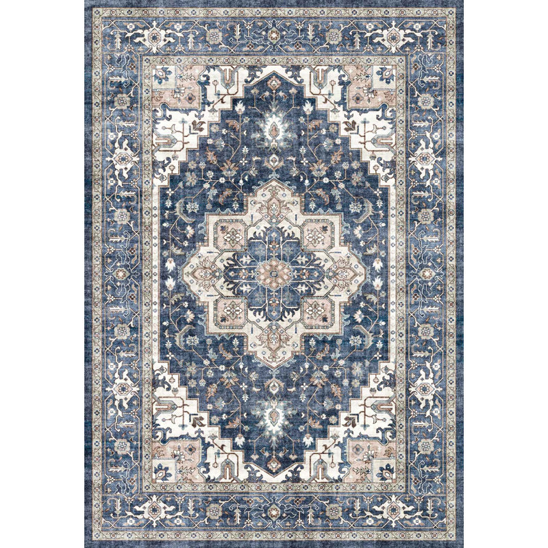 ELISE 6302-510 BLEU MARINE / IVOIRE, Rectangle 5 pi 3 po x 7 pi