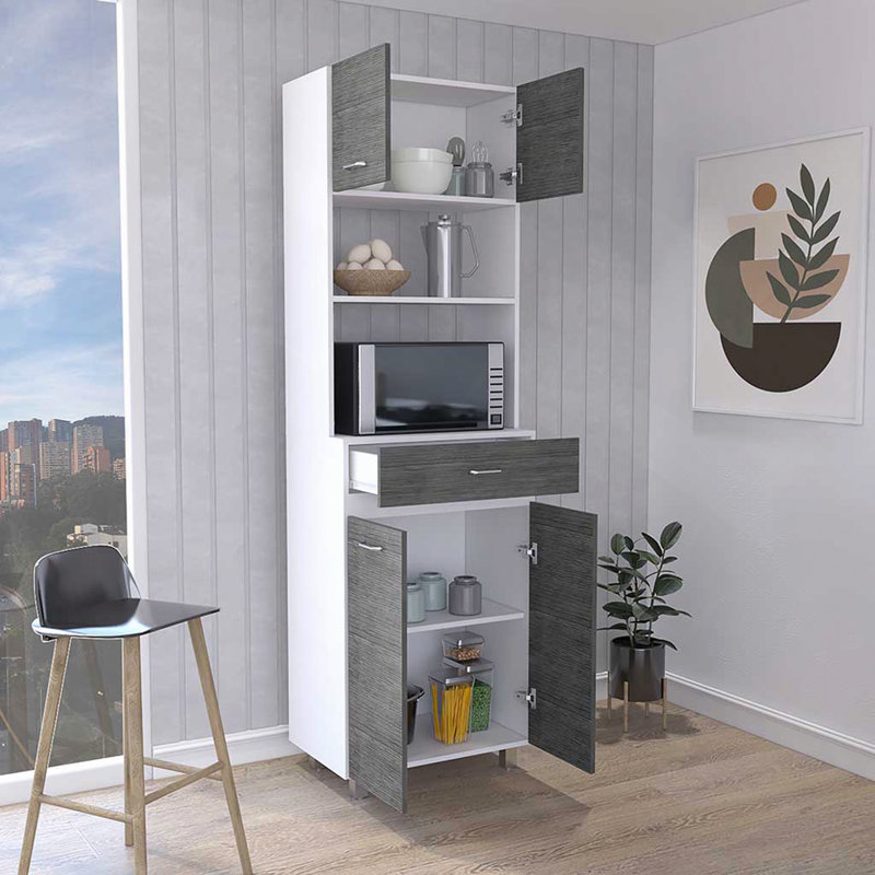Armoire à micro-ondes Caribe, quatre pieds, un tiroir, une porte double, une tablette