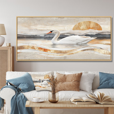 Dominesha Sunset Swan Reflections Of Elegance II - Swans Wall Art