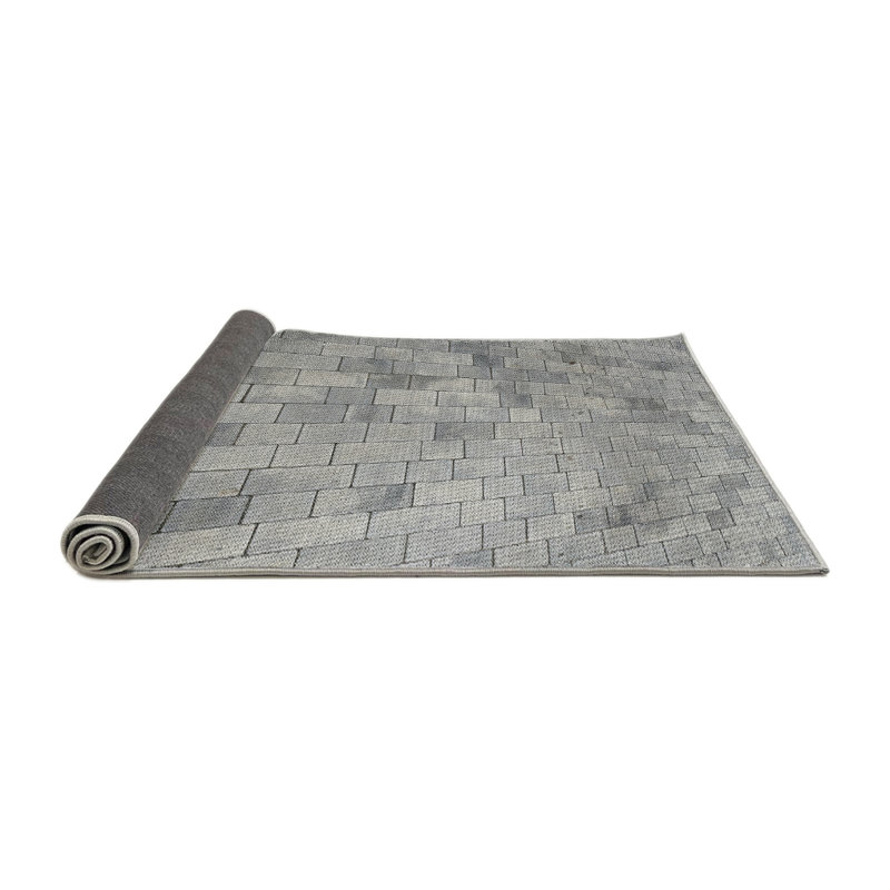 Tapis gris tissé à la machine, Rond 5 pi