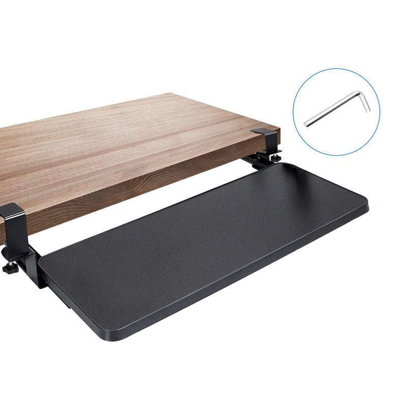 25,59 x 9,64 x 0,51 po, noir, plateau de souris sous le bureau