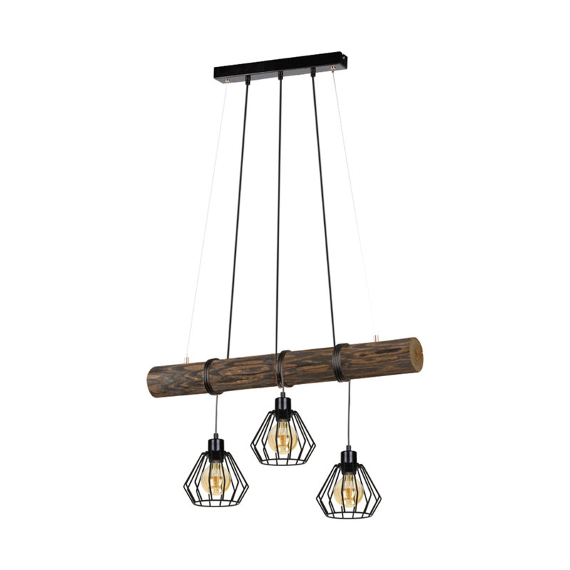 3 - Light Pendant, Dark Brown Stained Pine