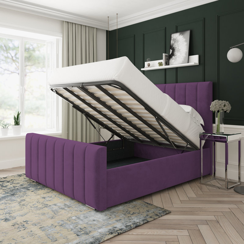 Oakley Naples Velvet Upholstered Ottoman Bed Frame, Purple, Super King (6')