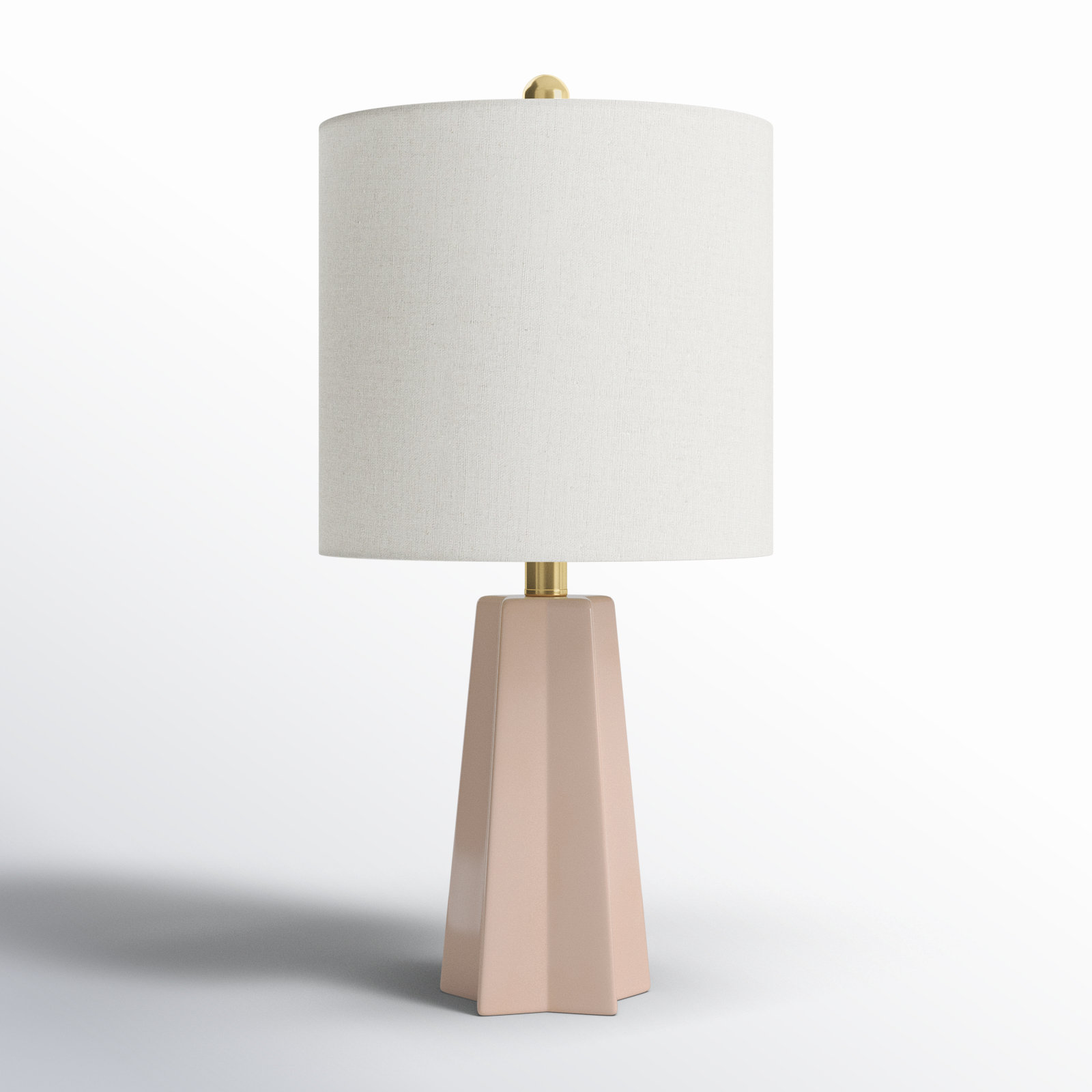 Magalie 1-Light Ceramic Table Lamp with Linen Drum Shade , Pink, Cream