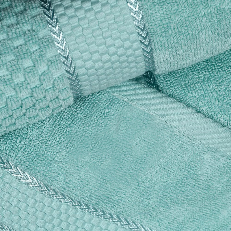 Collection de serviettes texturées 100% coton Mulaayam, Essuie-mains - paquet de 12, Vert menthe