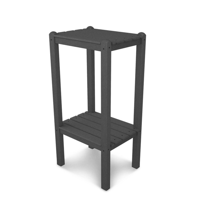 POLYWOOD Two Shelf Bar Side Table, Slate Gray