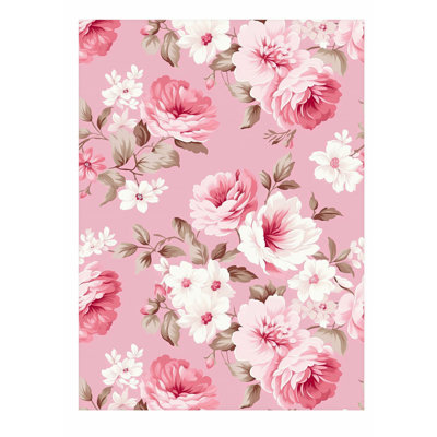 Floral, fleurs roses VI, reproduction d'art non encadrée