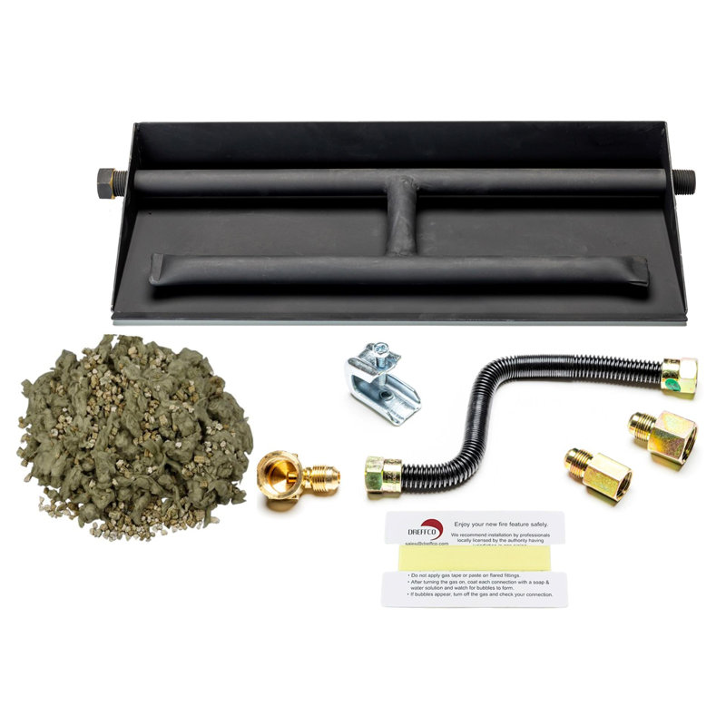 Heavy-Duty Vented Dual Row Gas Burner with Complete Fireplace Connection Kit - NG LP - Easy Install, Bonus Bag of Glowing Embers Included