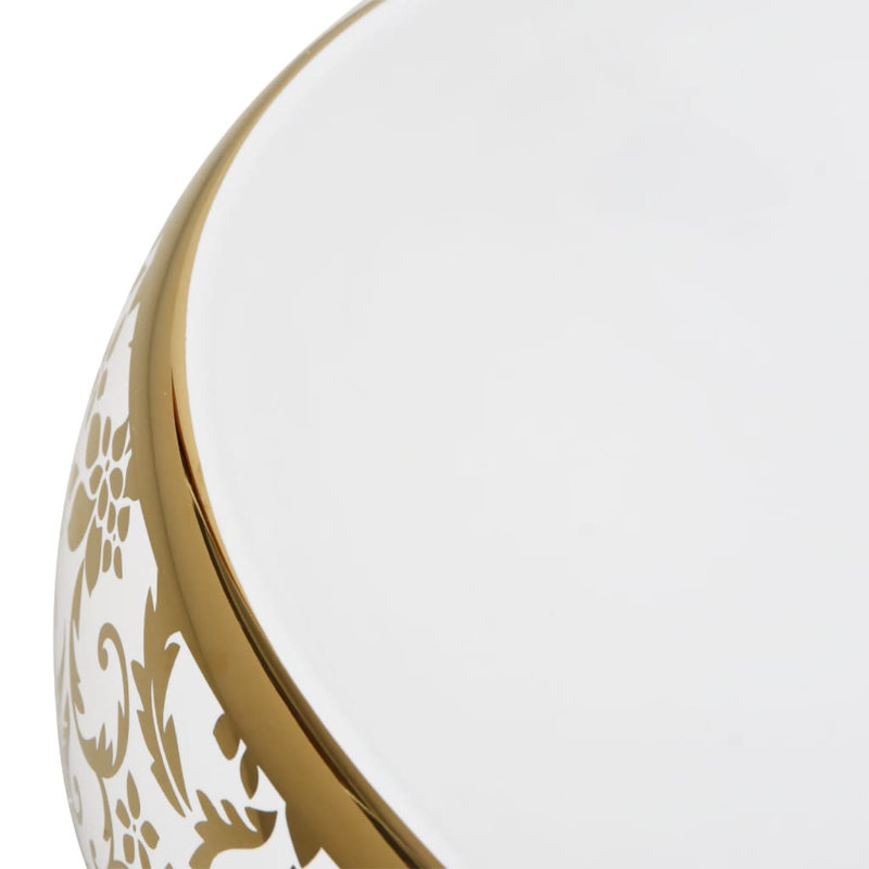 Lavabo à poser ovale blanc et or 23,2 x 15,7 x 5,9 po vidaXL