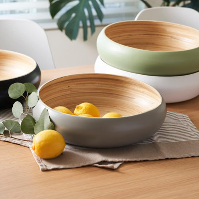 11.75" Spun Bamboo Fruit Bowl for Kitchen Counter & Centerpiece Decor