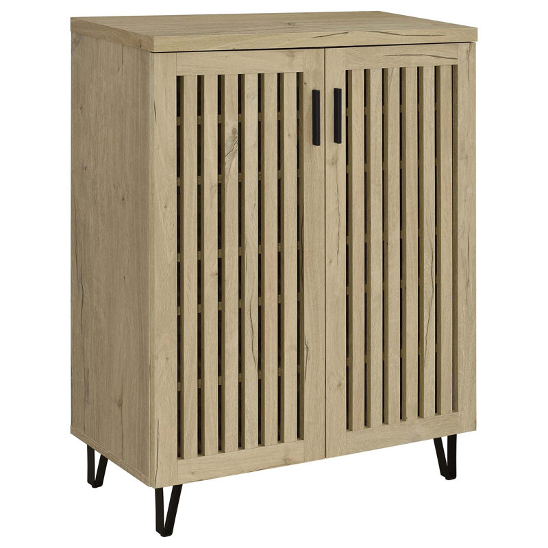 Armoire à chaussures 2 portes avec tablettes réglables Clackamas, Chêne blanc
