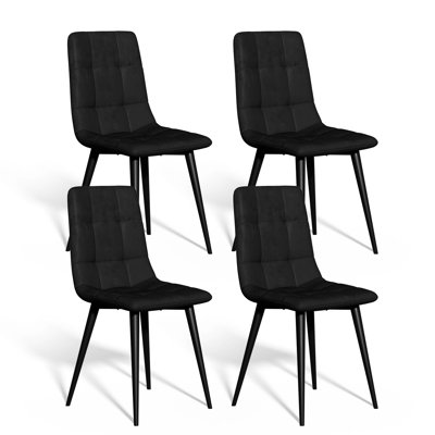  Velvet Dining Chairs Set Of 4, Mid Century Upholstered Tufted Side Chair, Armless Living Room Set With Metal Legs For Bedroom, Kitchen, Restaurant, Gray