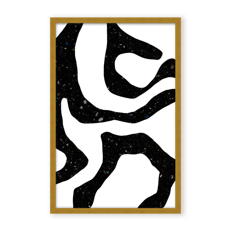 Abstract Black Gems by  - Picture Frame Painting on Paper, 48" H x 32" W x 1.125" D, Black, Framed Print