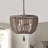 3-Light Slate Wood Beads Bowl Chandelier
