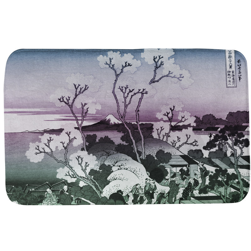 Tapis pour salle de bain Mt. Fuji, l 17 po x L 24 po, Noir / Mauve