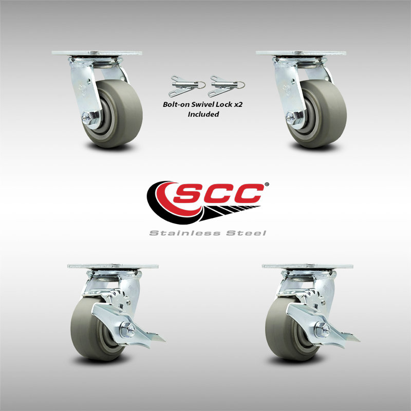 Thermoplastic Caster Set with Roller Bearing