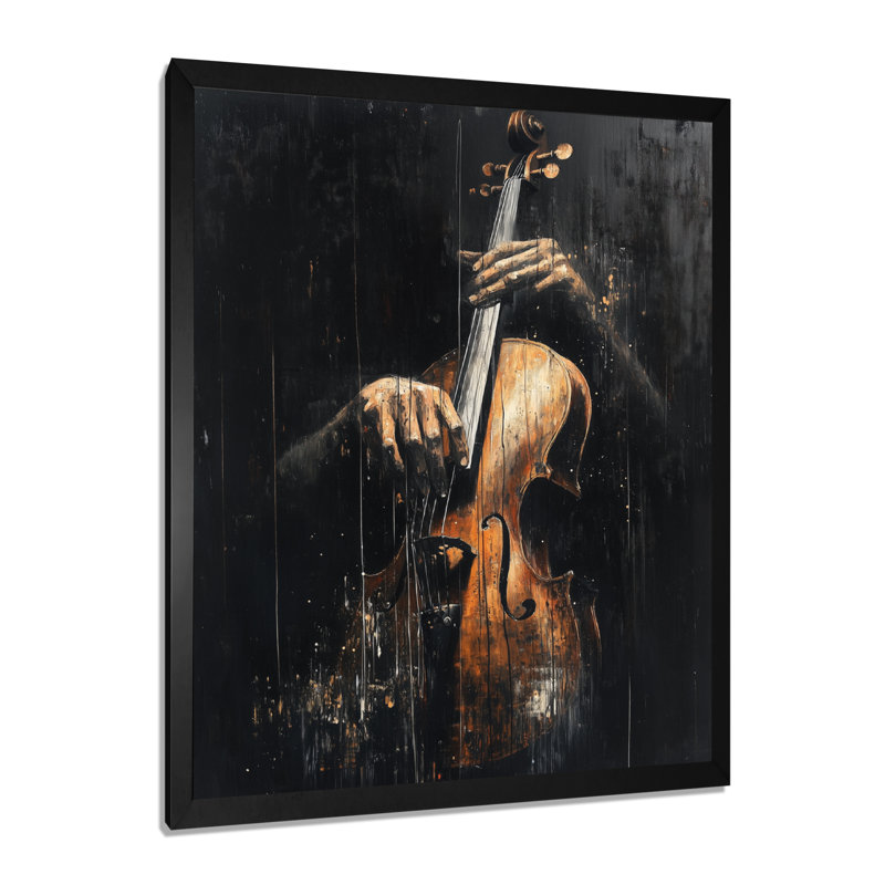 Violoncelle dans l'ombre - Affiche encadrée musicale, H 32 po x l 16 po, Cadre photo noir