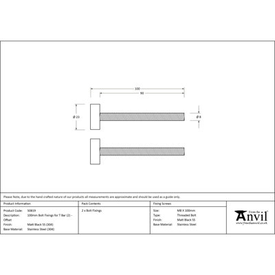 Aged Brass (304) 100Mm Bolt Fixings For T Bar (2)
