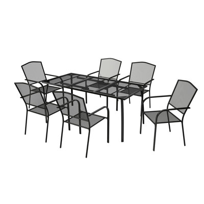 Rasmine Outdoor Dining Set with Mesh Design by Hokku Designs