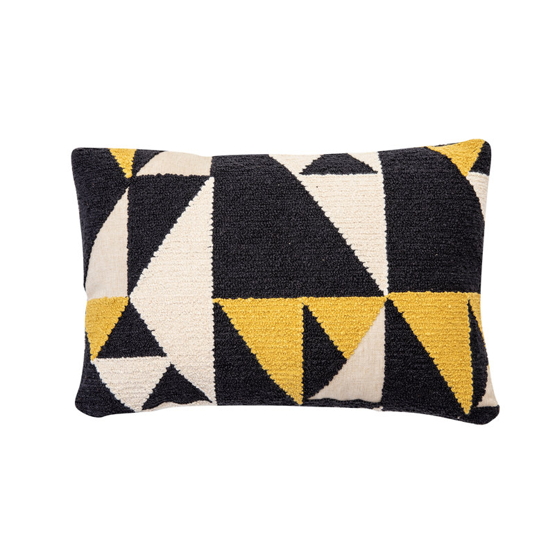 Geometric Reversible Throw Pillow, Black, 14" x 36"