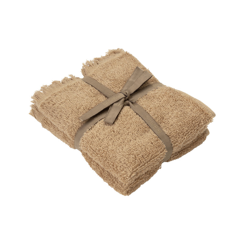 Frino 2 Piece 100% Cotton Hand Towel Set, Tan