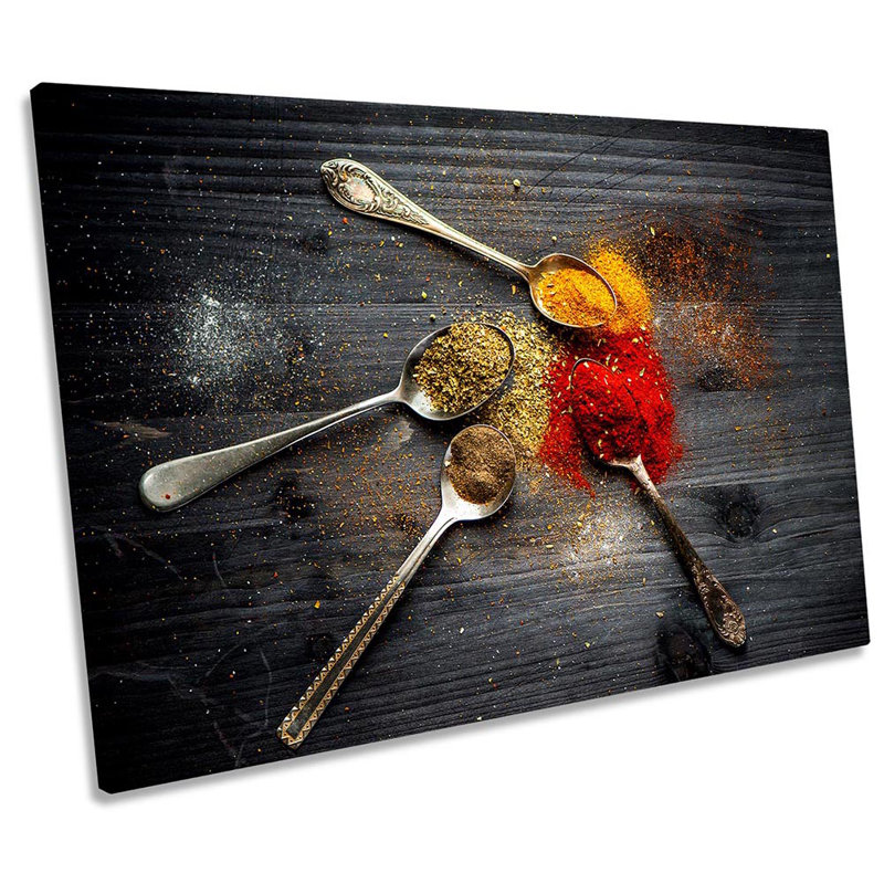 Spoons Kitchen Curry Powder - Wrapped Canvas Print, 30.5cm H x 45.7cm W x 2cm D