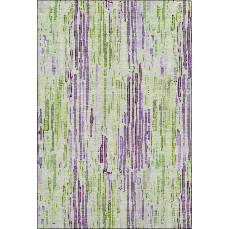 Premium Machine Washable Mehara AMF1684 Stripes Rug, Rectangle 8' x 10'