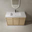 Meuble-lavabo autoportant de 48 po avec lavabo en résine blanche et 3 portes d'armoire à fermeture en douceur (KD-PACKING)