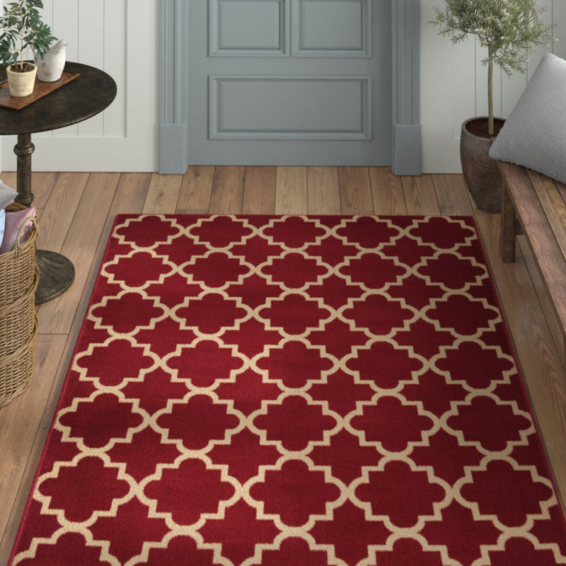 Tapis rouge à motif géométrique Hankinson Prague, Rectangle 5 pi 3 po x 7 pi 3 po