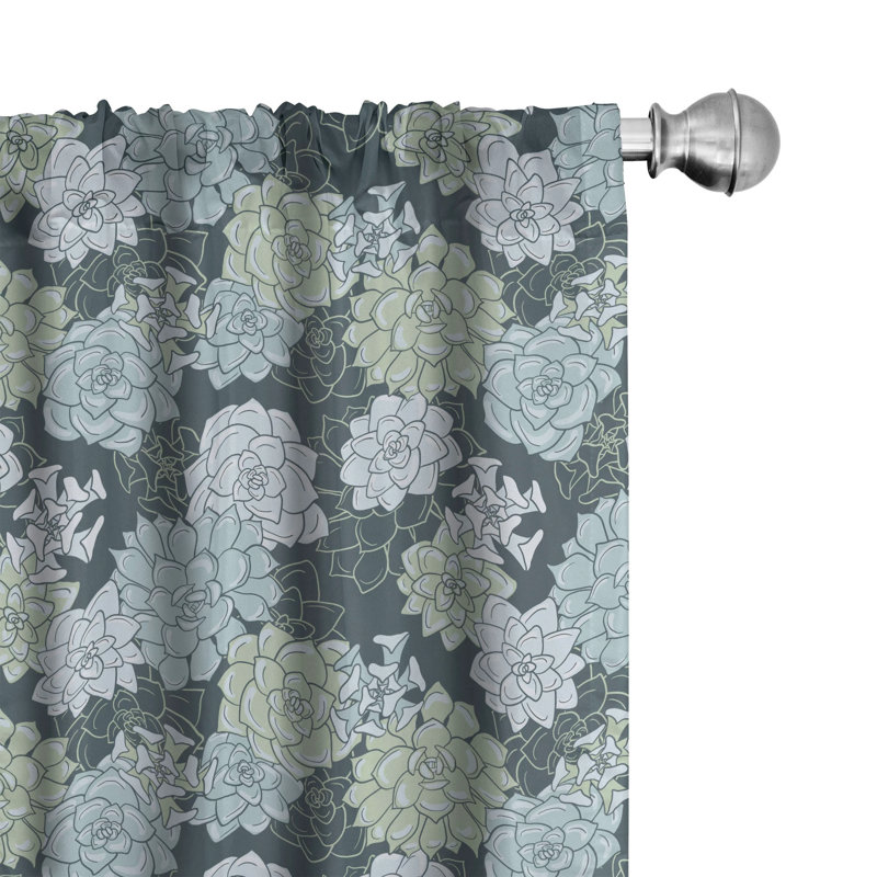 Floral Semi-Sheer Rod Pocket Curtain Panels, 28" W x 63" L
