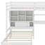  Lit mezzanine simple au-dessus de simple Karanfila avec bureau intégré et escalier, avec compartiments de rangement et tablettes-675064693