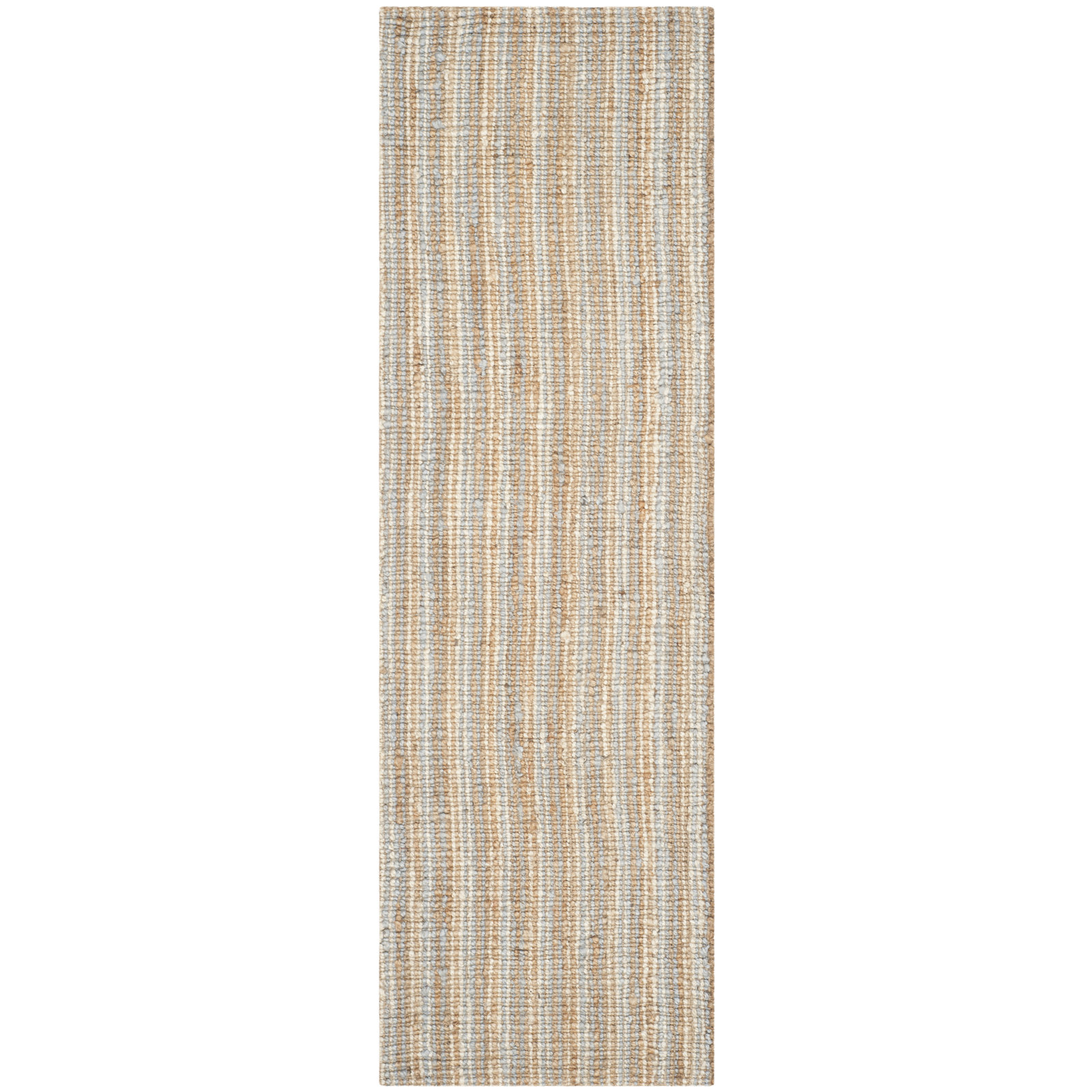 Auckland Striped Handmade Gray / Natural Area Rug, Runner 2'6" X 14'