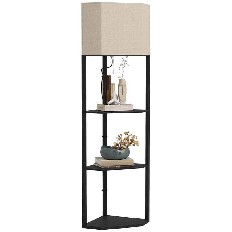 Braylah 159cm Tray Table Floor Lamp, Black