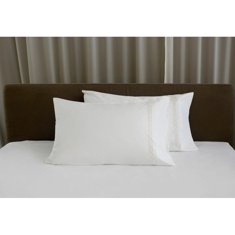 Soffio Percale Pillow Case, Standard, White/Ivory
