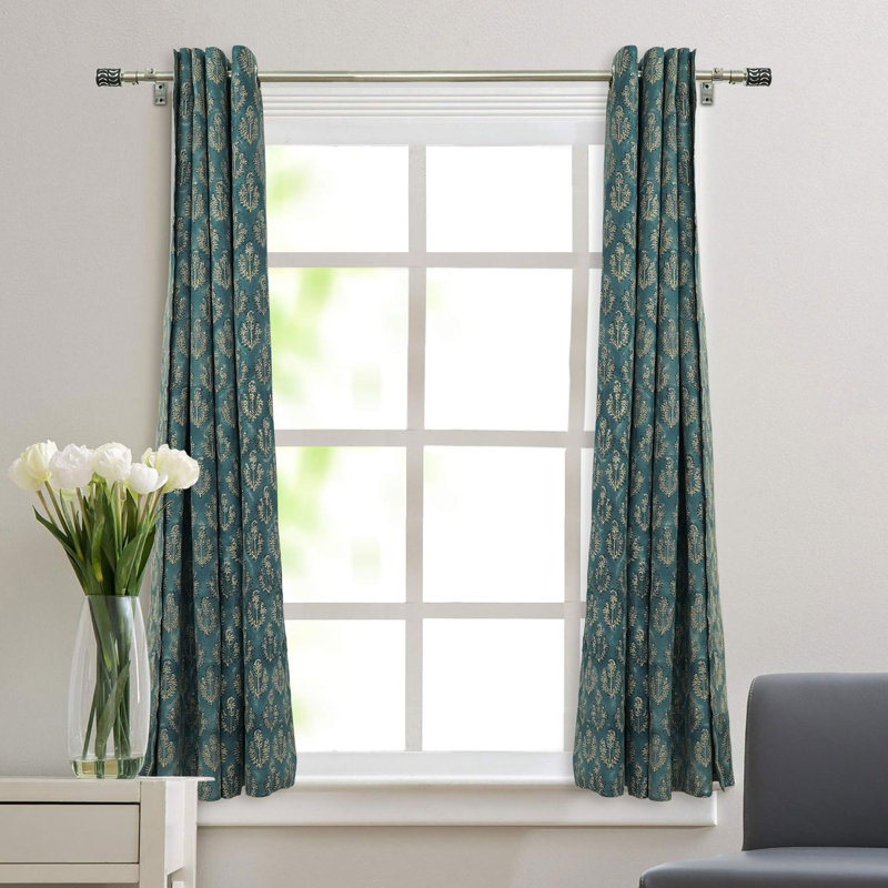 Rideaux occultant en lin gris avec œillets à imprimé bloc gris pour le salon, la chambre à coucher et la fenêtre, Gris