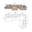 Canapé modulaire surdimensionné 4 pièces The Roxie MOD # 600 - tissu chamois Hepburn, coussins en mélange de plumes, conception réversible, housses à fermeture éclair