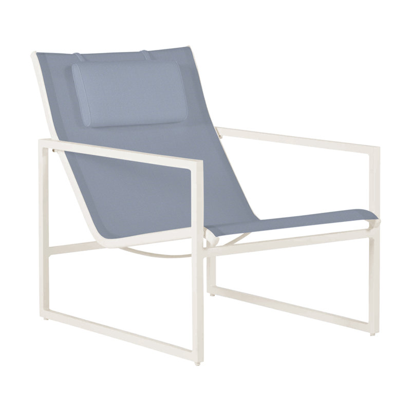 Serenata Sling Easy Lounge Chair, Chalk/White Sling, Welt, Arbor Chambray