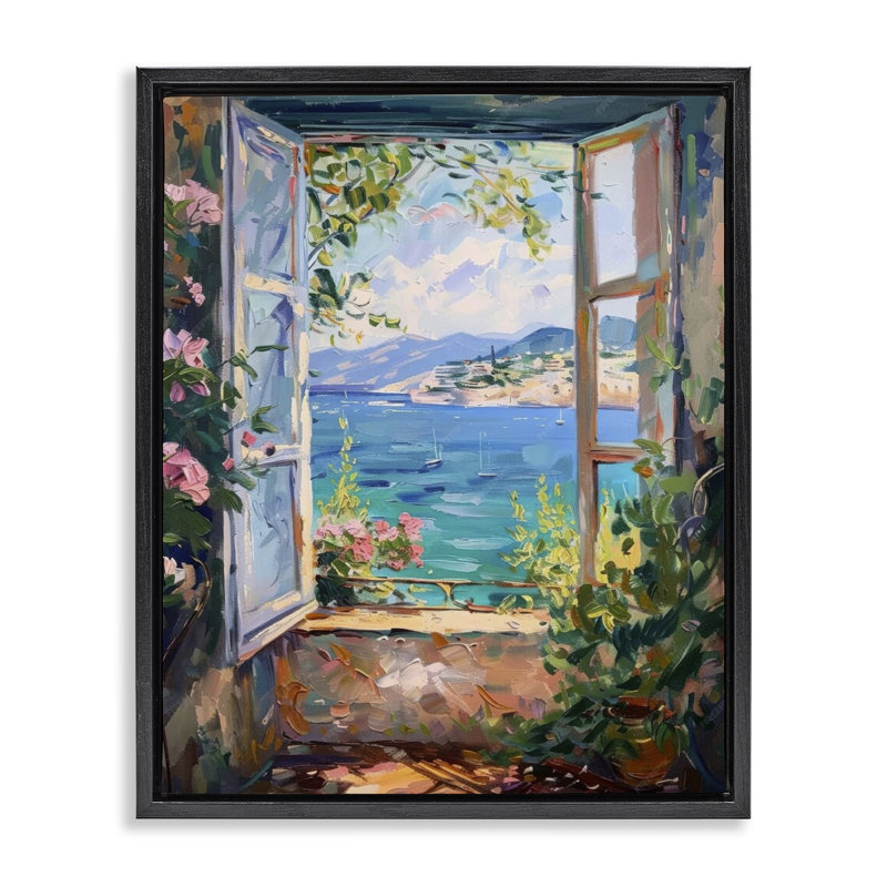  «Window Window Sea View» par LSR Design Studio, Cadre flottant noir de jais, H 21 po x l 17 po