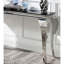 Console classique avec plateau en verre noir et structure en acier inoxydable argenté pour salon, métal