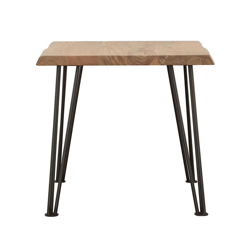 Table de bout naturelle et noire matte avec pieds en épingle à cheveux