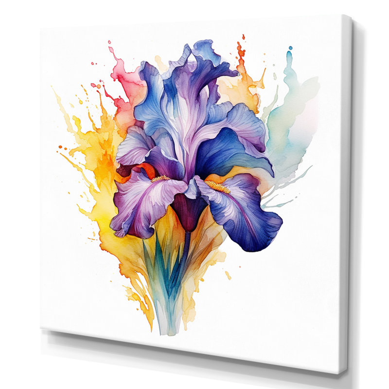 " Purple Gray Iris Impressions I ", Wrapped Canvas, 24" H x 24" W x 1" D